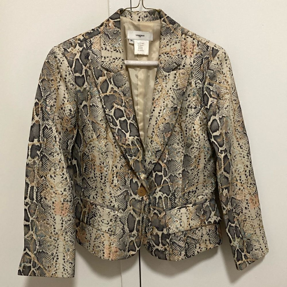 Vertigo Paris Python Print Embroidered 1 Button W… - image 1